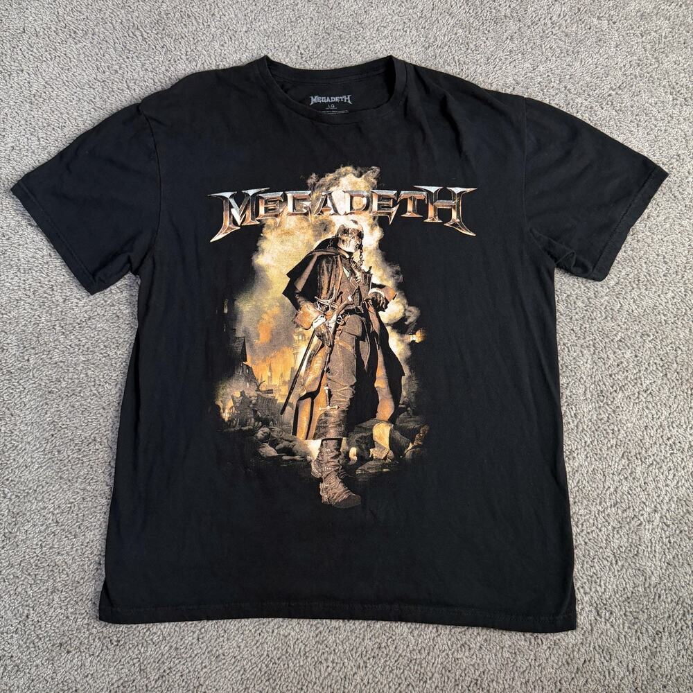 Megadeth Shirt Mens L Black Vic Rattlehead Crew Neck Tagless Cotton Band Tee